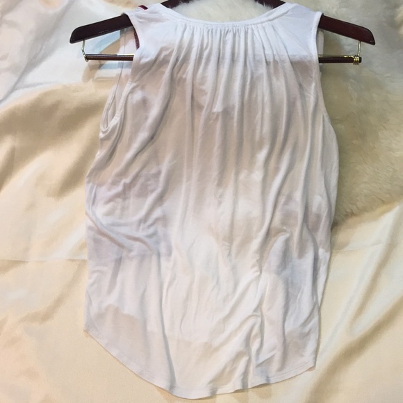 LOFT White with Red & Navy Embroidery Top.18233 - Picture 2 of 4